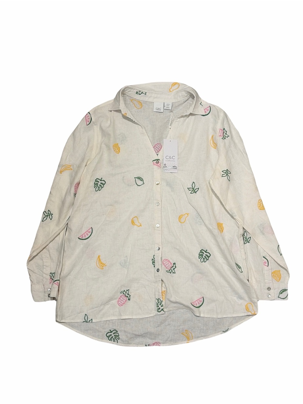 New  C&C California linen tropical button-up shirt